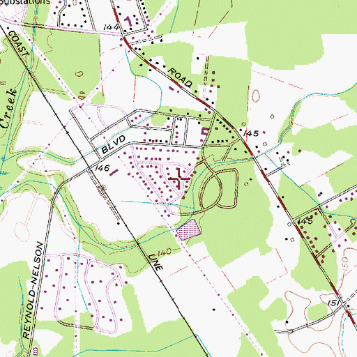 Topographic Map of Leawood, SC