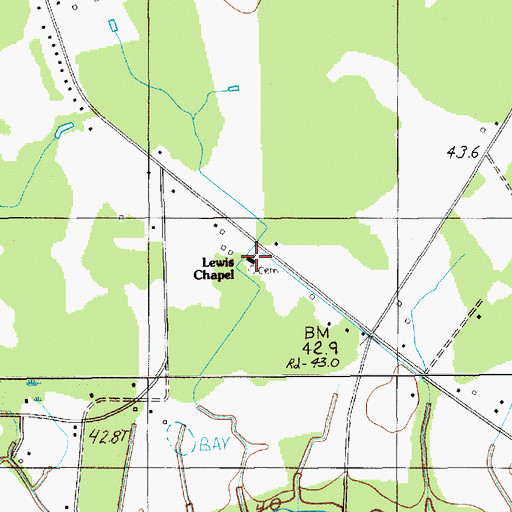 Topographic Map of Lewis Chapel, SC