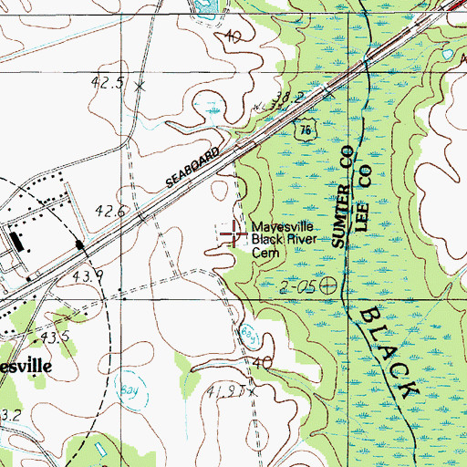 Topographic Map of Mayesville Black River Cemetery, SC