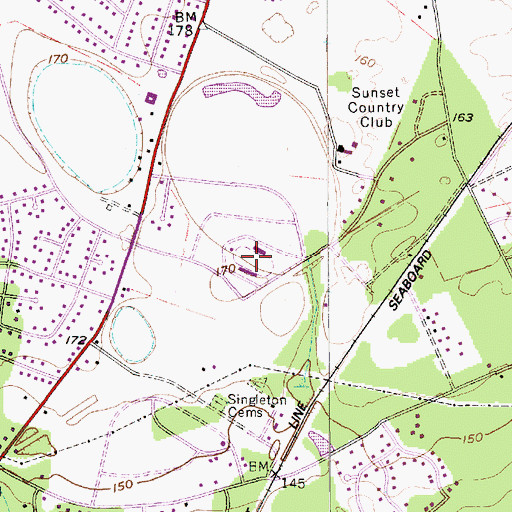 Topographic Map of Memorial Stadium, SC