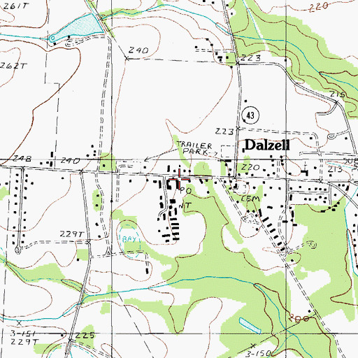 Topographic Map of Dalzell Post Office, SC