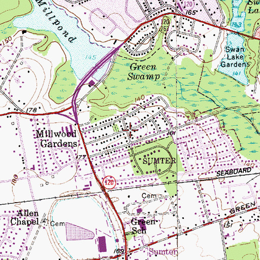 Topographic Map of Millwood, SC
