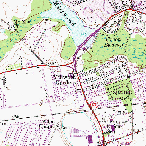 Topographic Map of Millwood Elementary School, SC