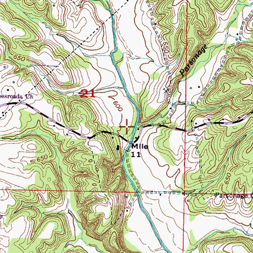 Topographic Map of Parsonage Branch, AL