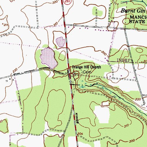 Topographic Map of Orange Hill School (historical), SC