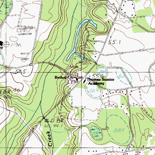 Topographic Map of Bethel Church, SC