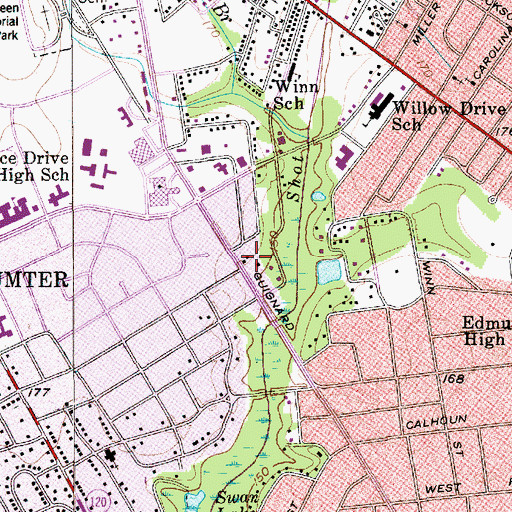 Topographic Map of Palmetto Plaza Shopping Center, SC