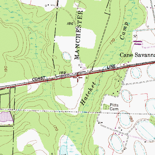 Topographic Map of Pine Hill School (historical), SC