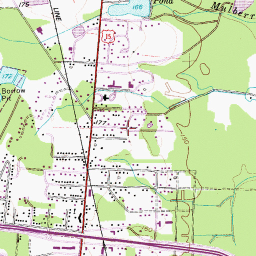 Topographic Map of Pinehurst, SC
