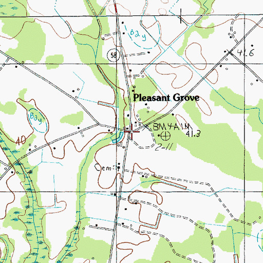 Topographic Map of Pleasant Grove, SC