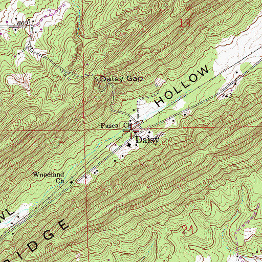 Topographic Map of Pascal Church, AL