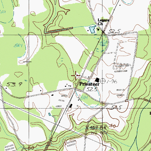 Topographic Map of Privateer Church (historical), SC