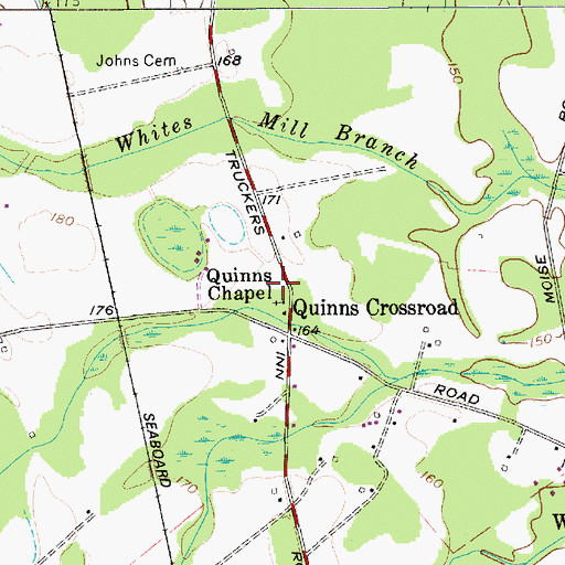 Topographic Map of Quinns Chapel School (historical), SC