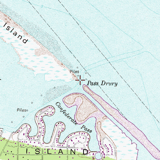 Topographic Map of Pass Drury, AL