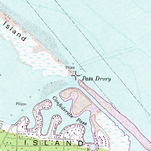 Topographic Map of Pass Drury, AL