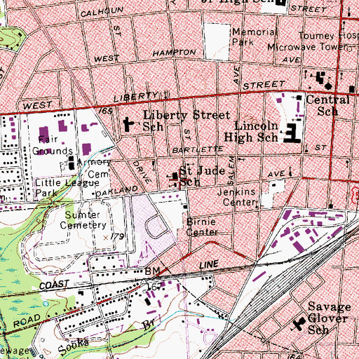 Topographic Map of Saint Jude Catholic Church, SC
