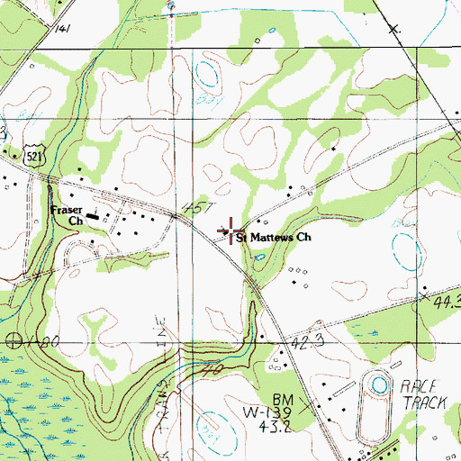 Topographic Map of Saint Matthews Church, SC