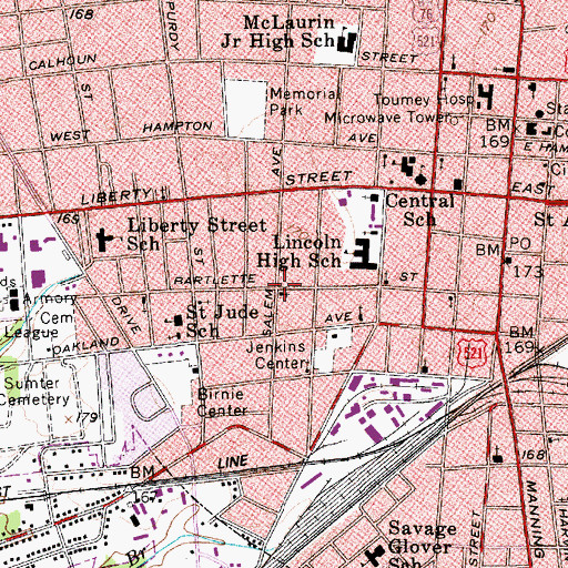 Topographic Map of Salem Avenue Baptist Church, SC