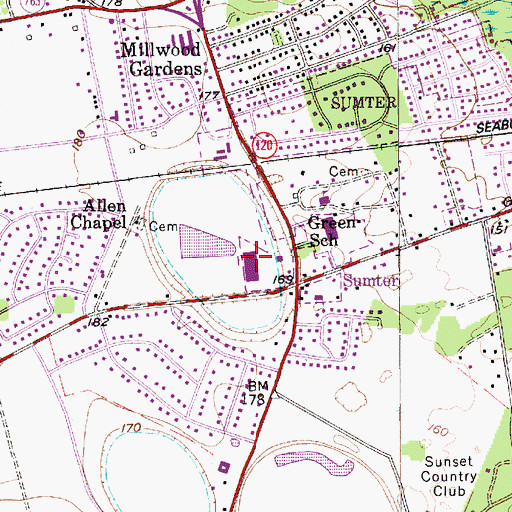Topographic Map of Savannah Plaza Shopping Center, SC
