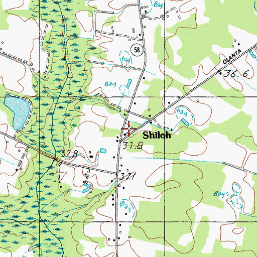 Topographic Map of Shiloh Cemetery, SC