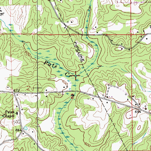 Topographic Map of Pate Creek, AL