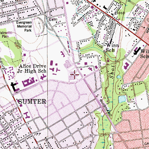 Topographic Map of Sumter Area Technical College, SC