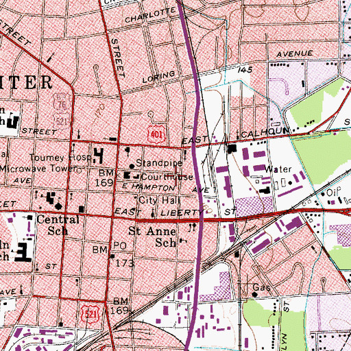 Topographic Map of Sumter County Health Center, SC