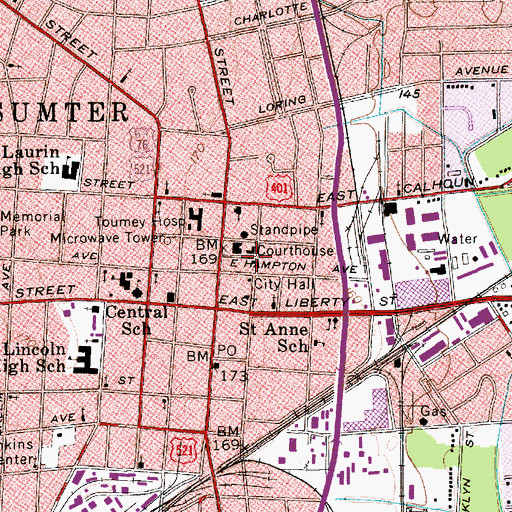 Topographic Map of Sumter County Jail, SC