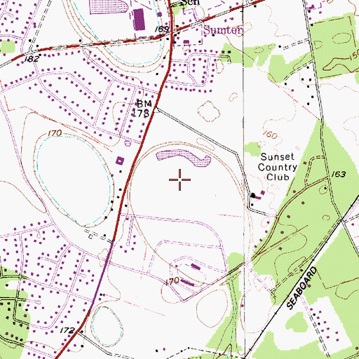 Topographic Map of Sunset Country Club, SC