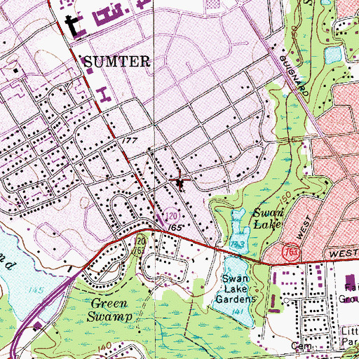 Topographic Map of Swan Lake Presbyterian Church, SC