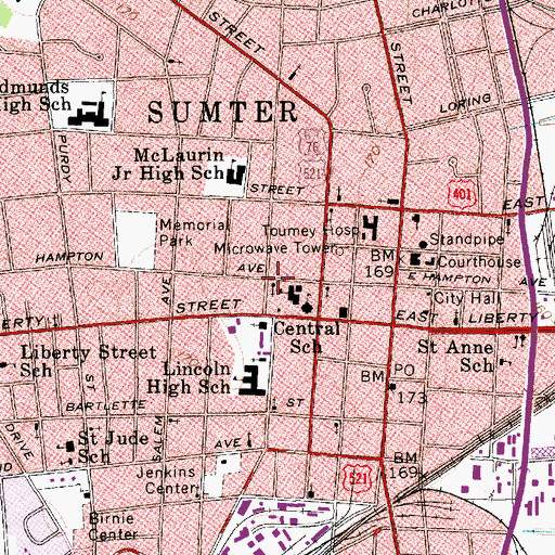 Topographic Map of Temple Sinai, SC