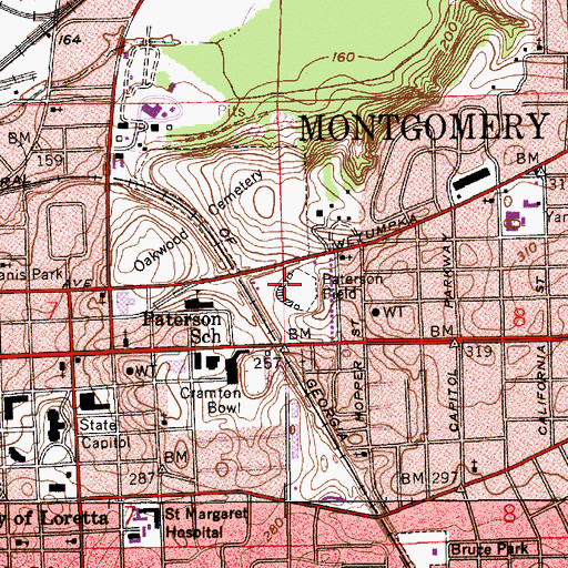 Topographic Map of Paterson Field, AL