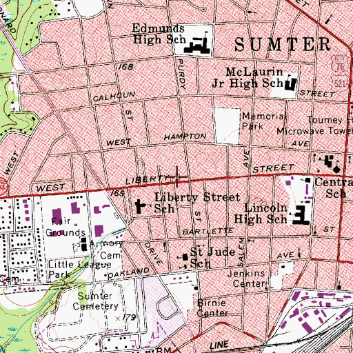 Topographic Map of Trinity Baptist Church, SC