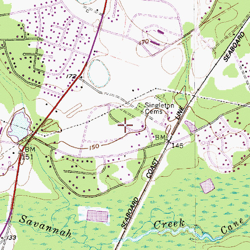 Topographic Map of Warwick Estates, SC