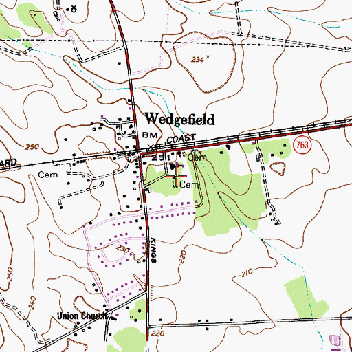 Topographic Map of Wedgefield Presbyterian Church, SC