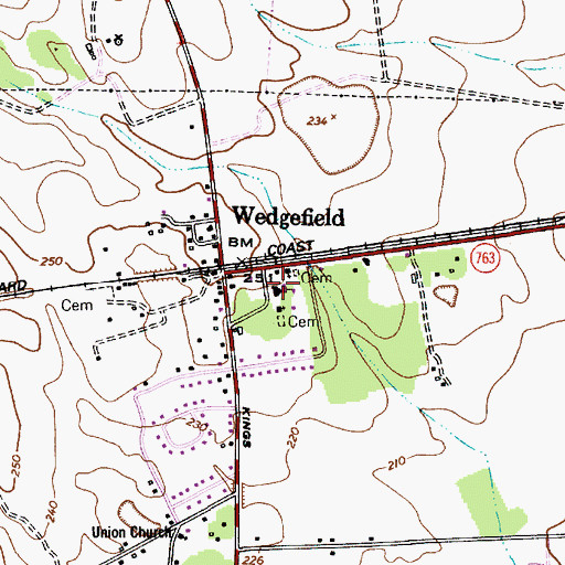Topographic Map of Wedgefield School, SC