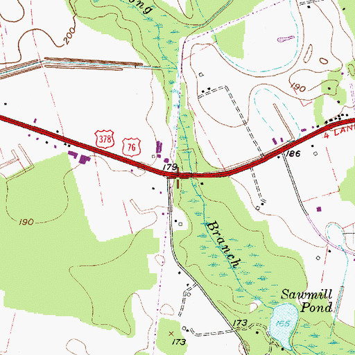Topographic Map of Woodland Church of Christ, SC