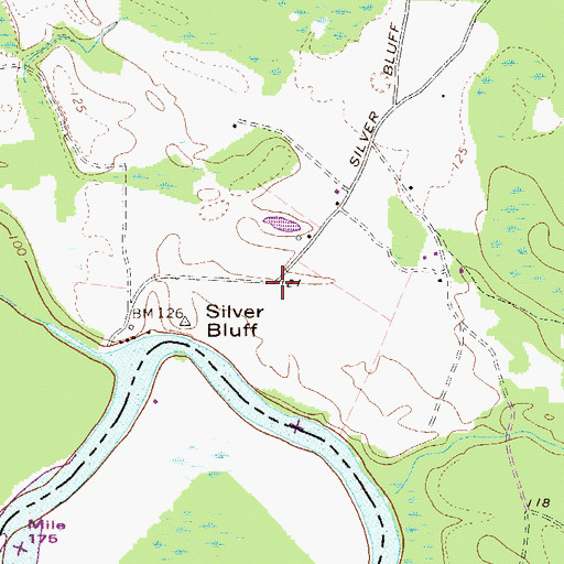 Topographic Map of Silver Bluff Plantation (historical), SC