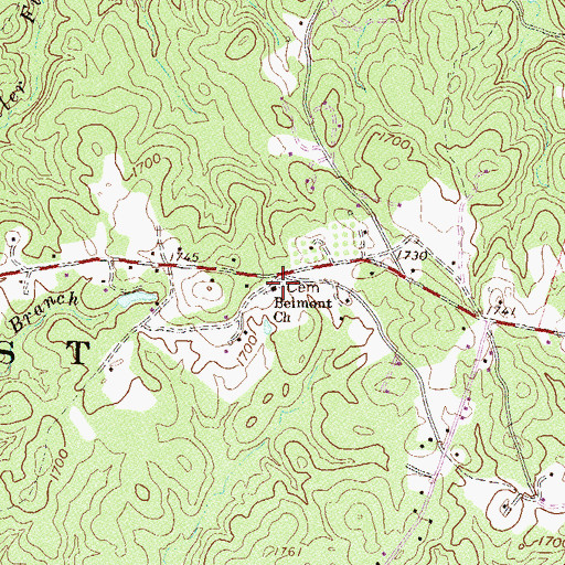 Topographic Map of Belmont Cemetery, SC