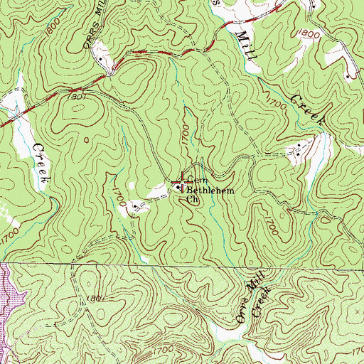 Topographic Map of Bethlehem Cemetery, SC