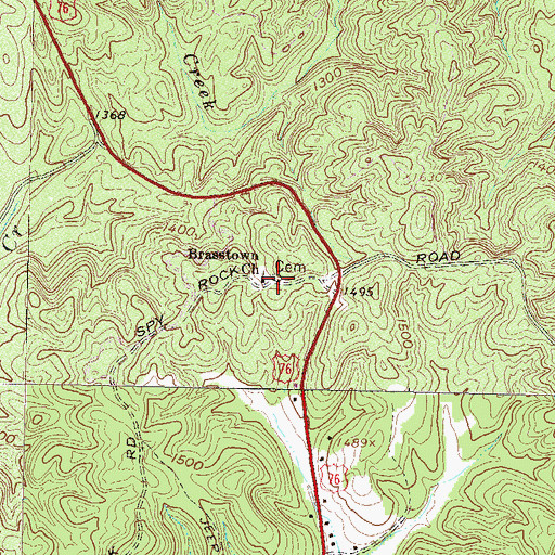 Topographic Map of Brasstown Cemetery, SC