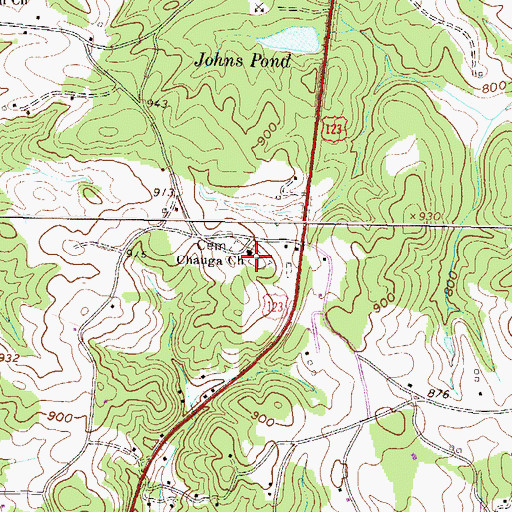 Topographic Map of Chauga Cemetery, SC