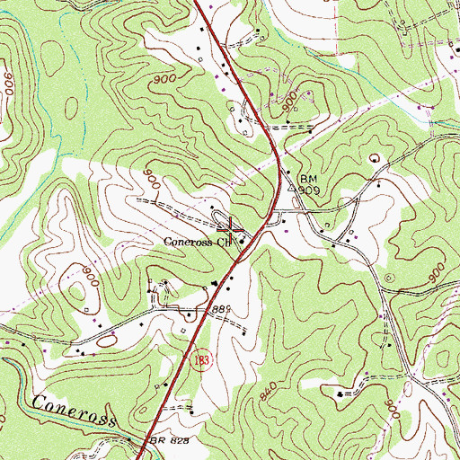 Topographic Map of Coneross Cemetery, SC