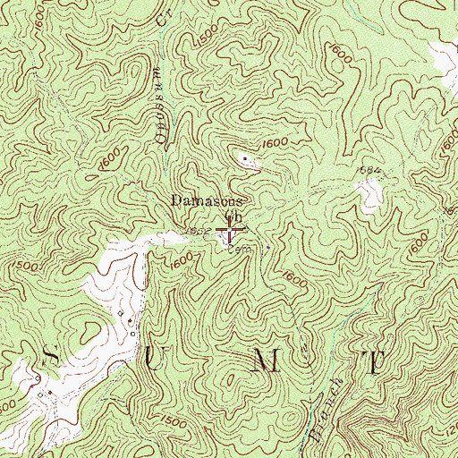 Topographic Map of Damascus Cemetery, SC