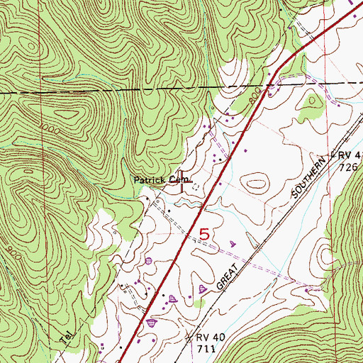 Topographic Map of Patrick Cemetery, AL