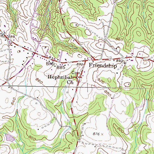 Topographic Map of Hepsibah Cemetery, SC