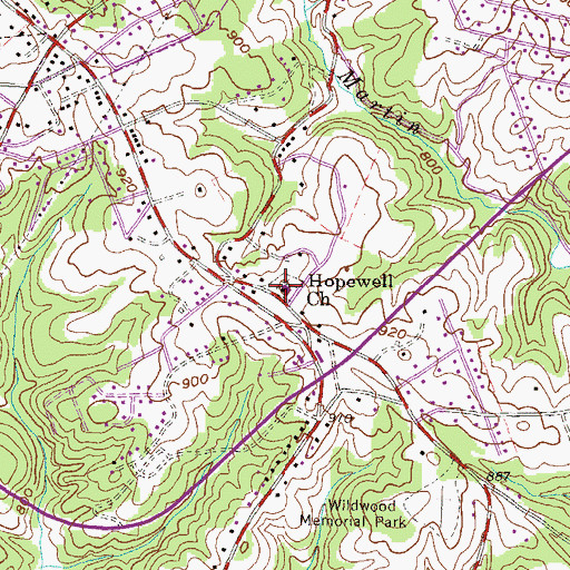 Topographic Map of Hopewell Cemetery, SC
