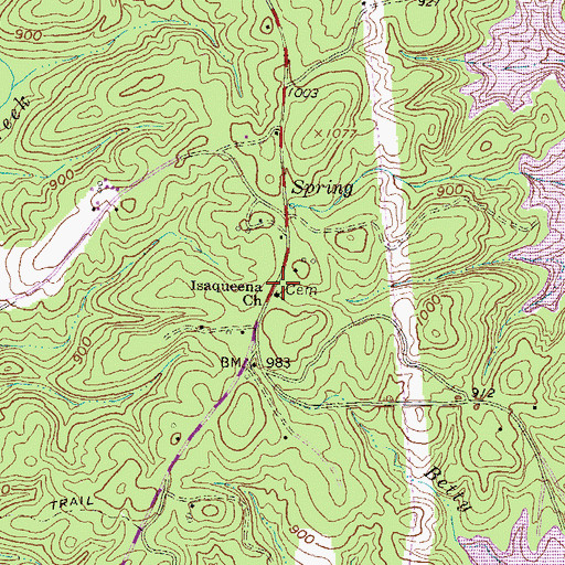 Topographic Map of Isaqueena Cemetery, SC