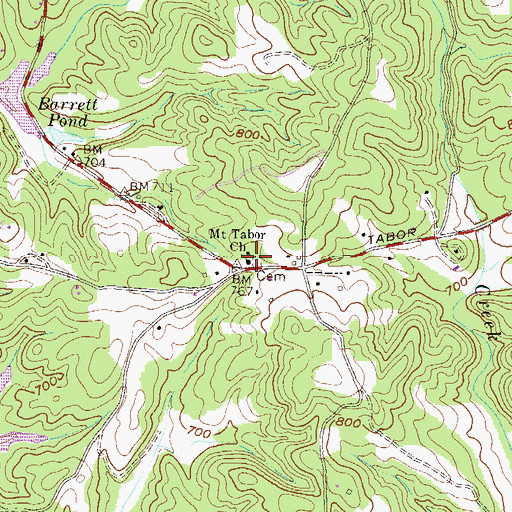 Topographic Map of Mount Tabor Cemetery, SC