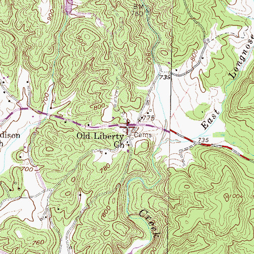 Topographic Map of Old Liberty Cemetery, SC